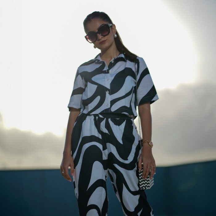 Monochrome Muse Co‑Ord Set – Black & White by KrazyThread