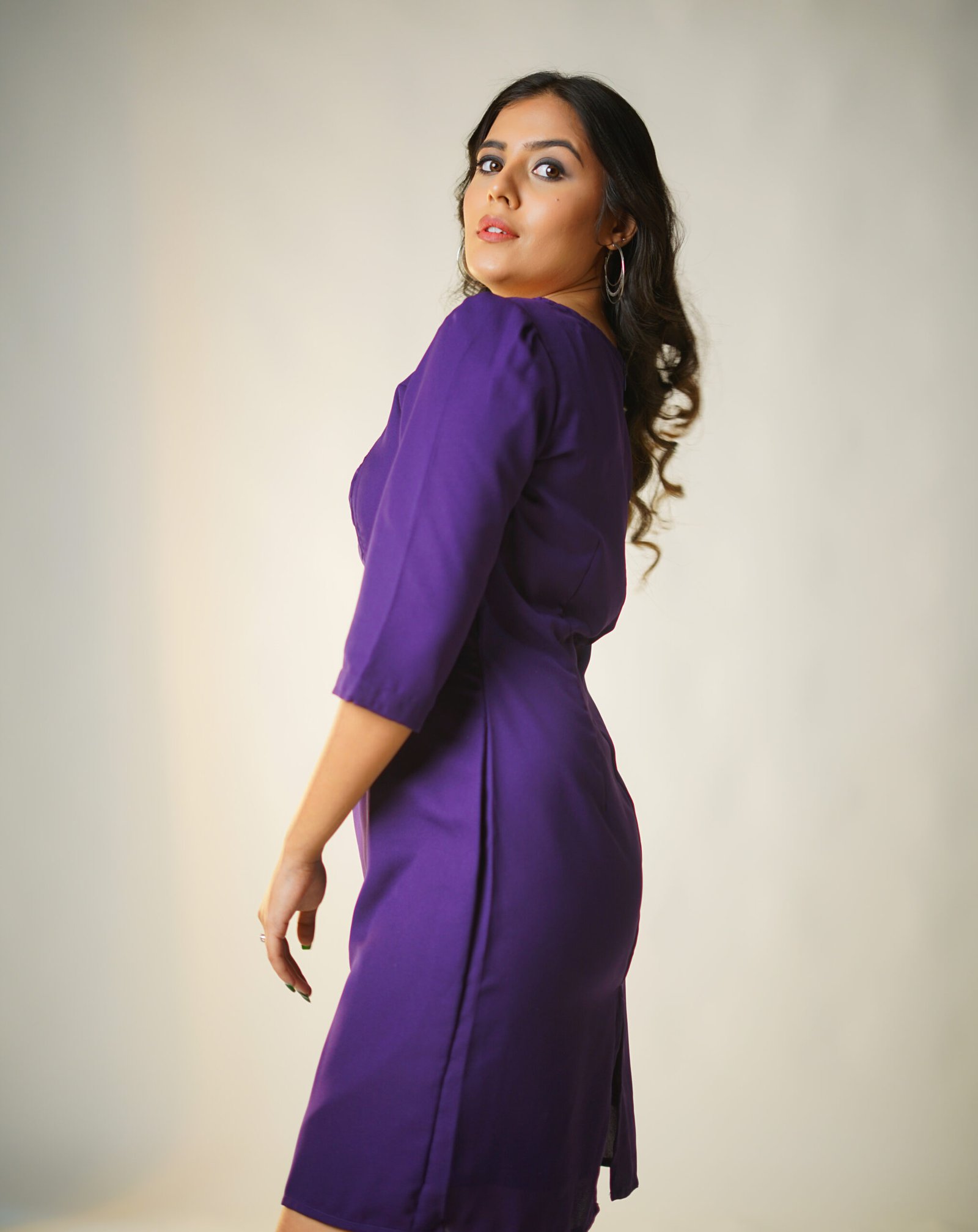 Lavender Grace A‑Line Midi Dress – Purple by KrazyThread - Image 3