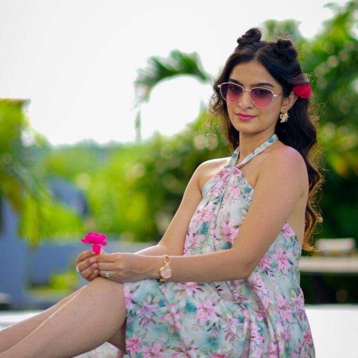 Halter Chic Floral Dress – Pistachio by KrazyThread