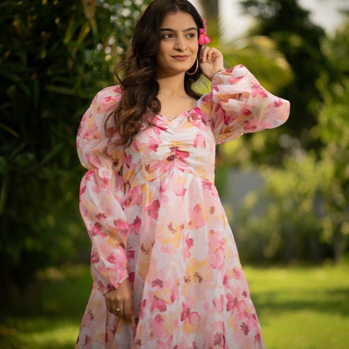 Rosy Glow Dress – White & Pink by KrazyThread