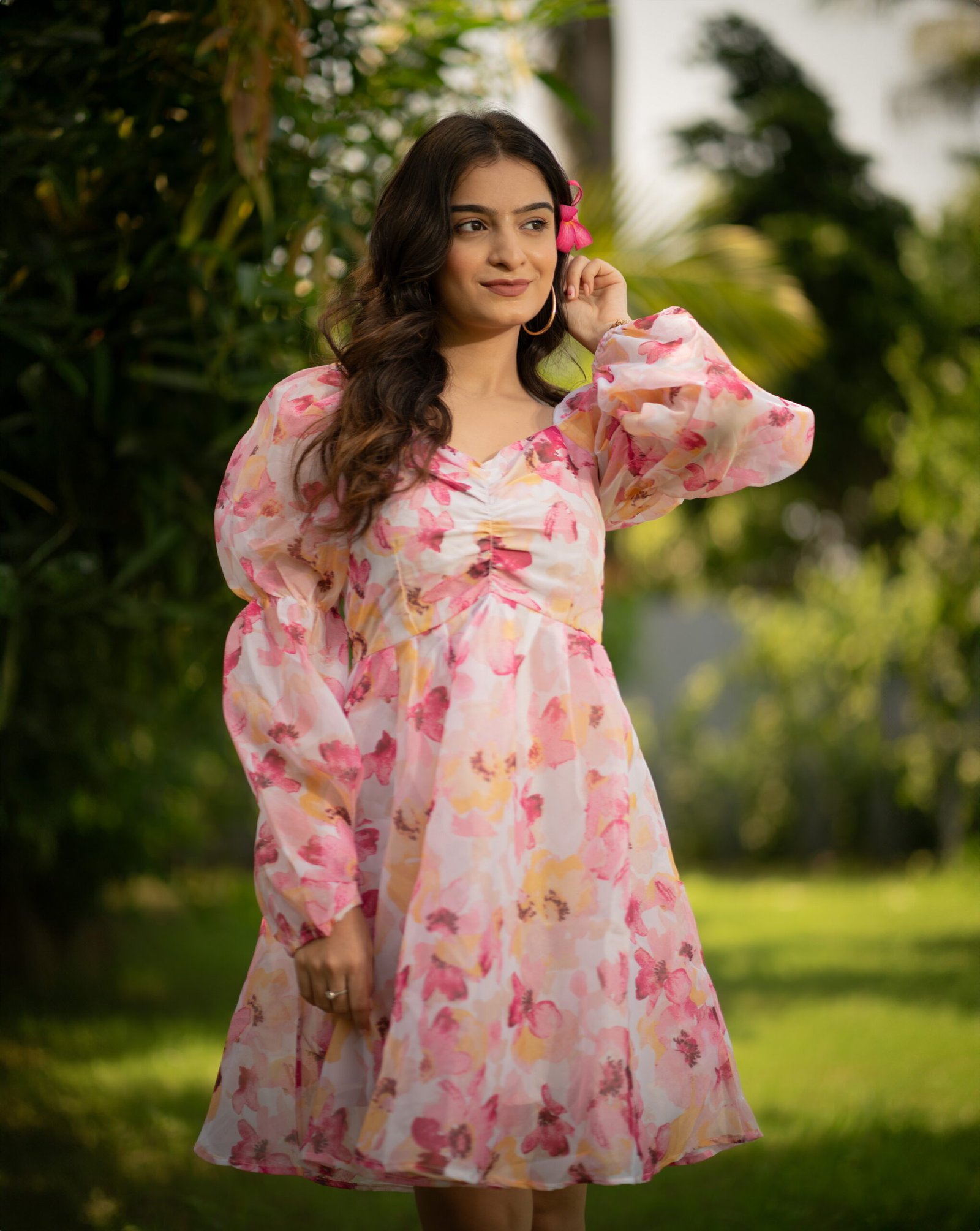 Rosy Glow Dress – White & Pink by KrazyThread