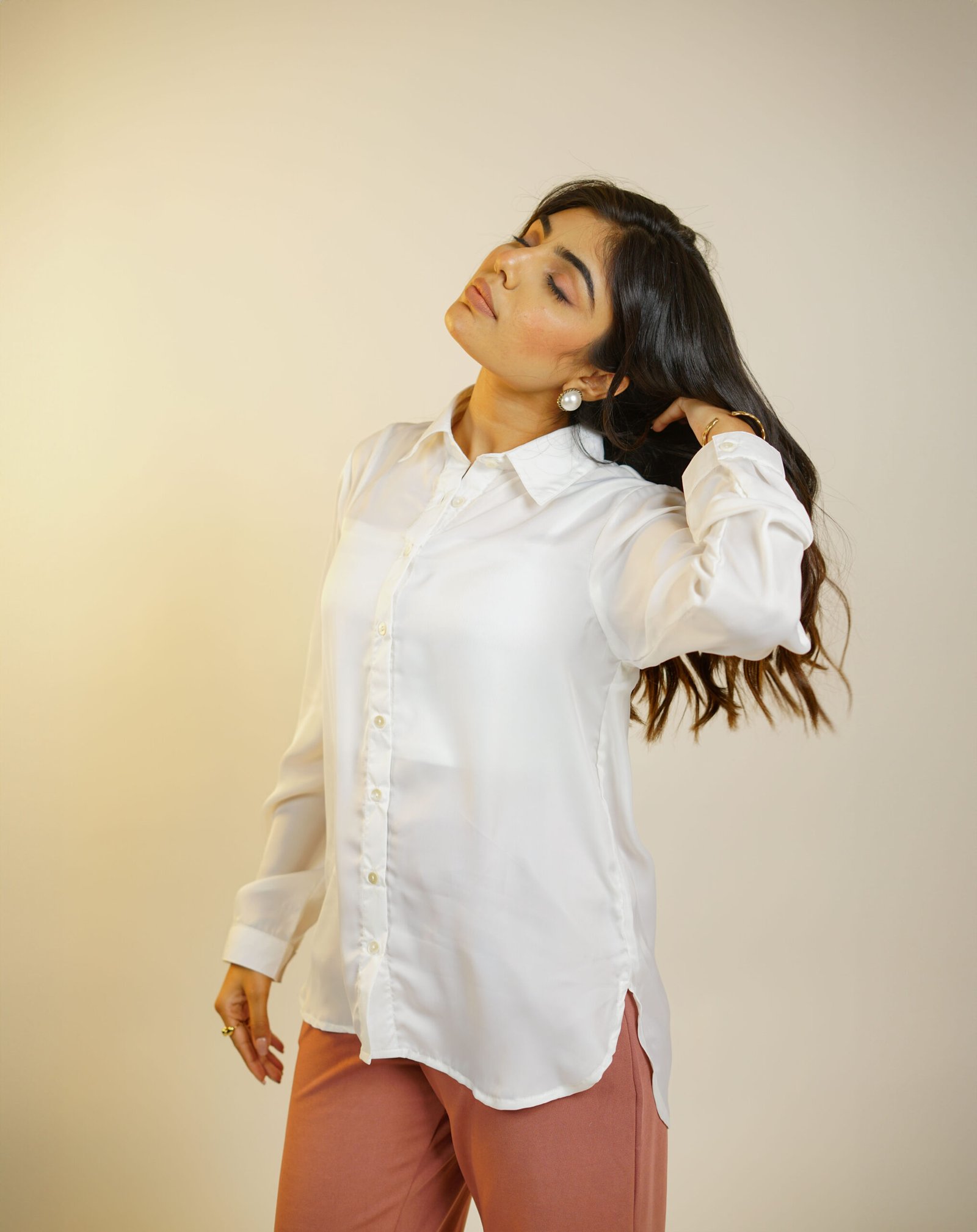 Cloud Reflection Satin Shirt – White by KrazyThread - Image 3