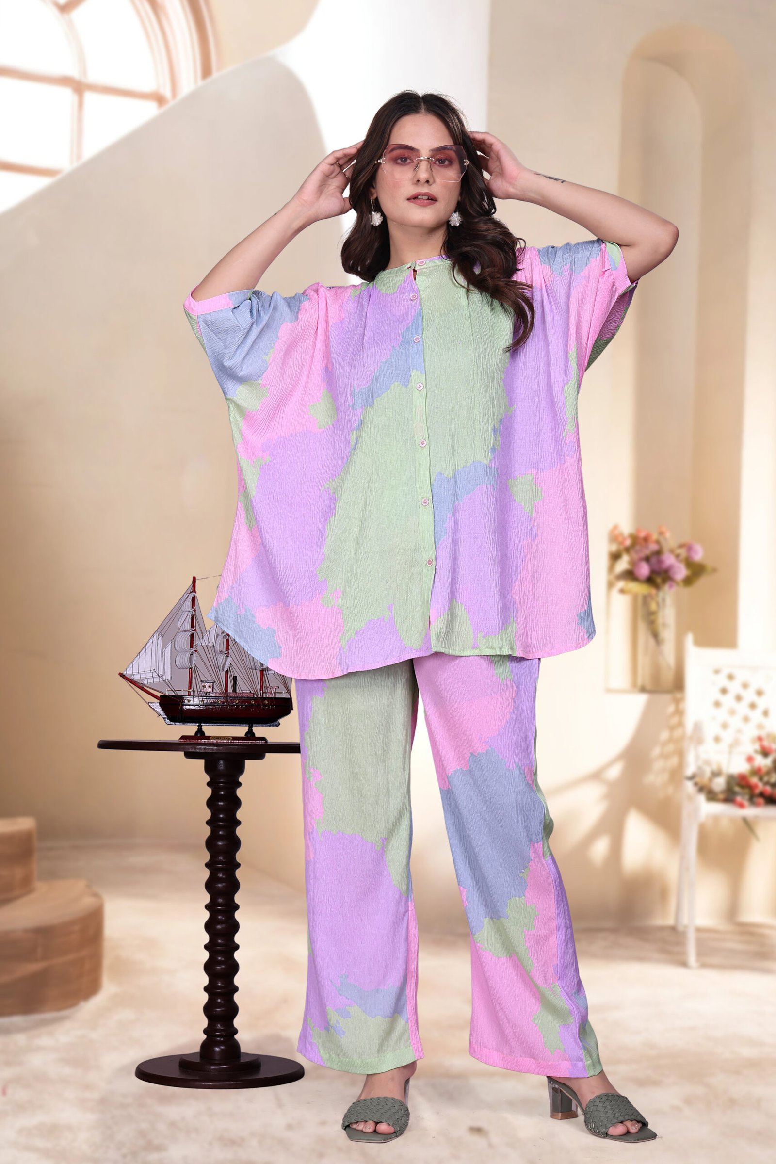 Green Multi Premium Digital Printed Co-ord Set By Krazy Thread - Image 6