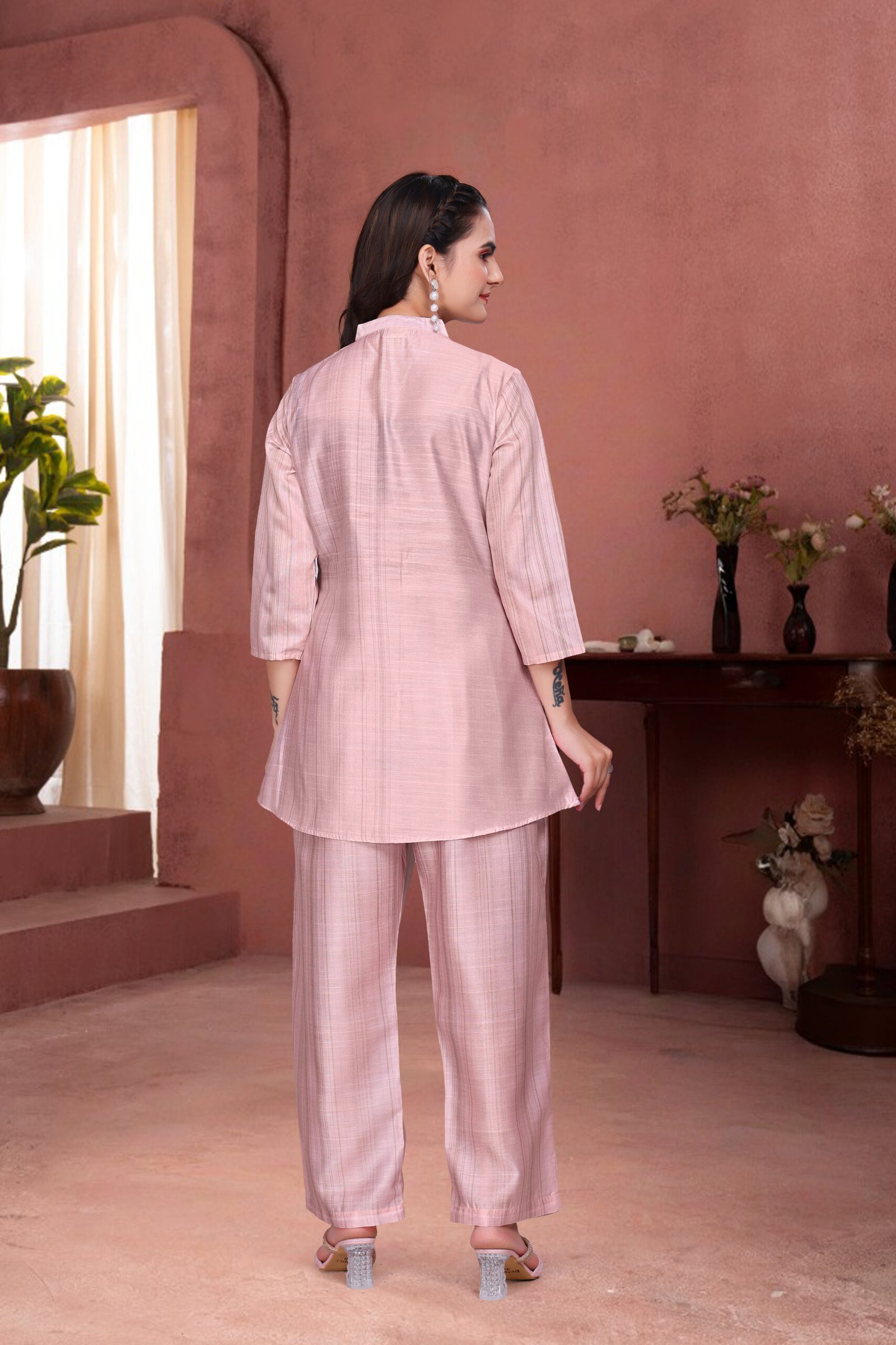 Pink Pearl Blue Premium Digital Printed Co-ord Set By Krazy Thread - Image 6