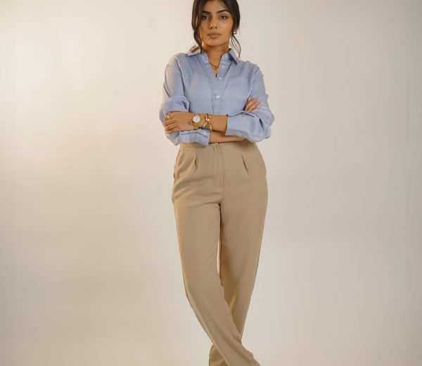 Krazythread Beige High Waist Pleated Trouser (3) Krazythread Beige High Waist Pleated Trouser (3)